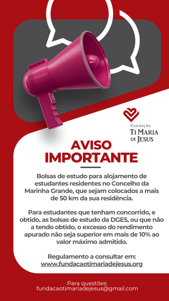Aviso importante: Bolsas de estudo